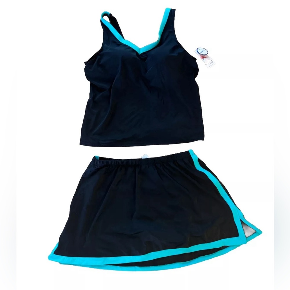 Swimsuits for All Womens 2 Piece Tankini Skort Black Blue Green  Padded Bra 20